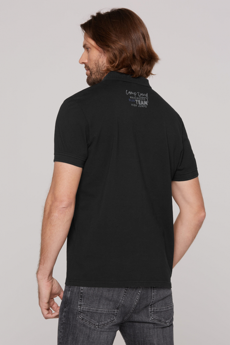 Poloshirt aus Pikee mit Label Prints