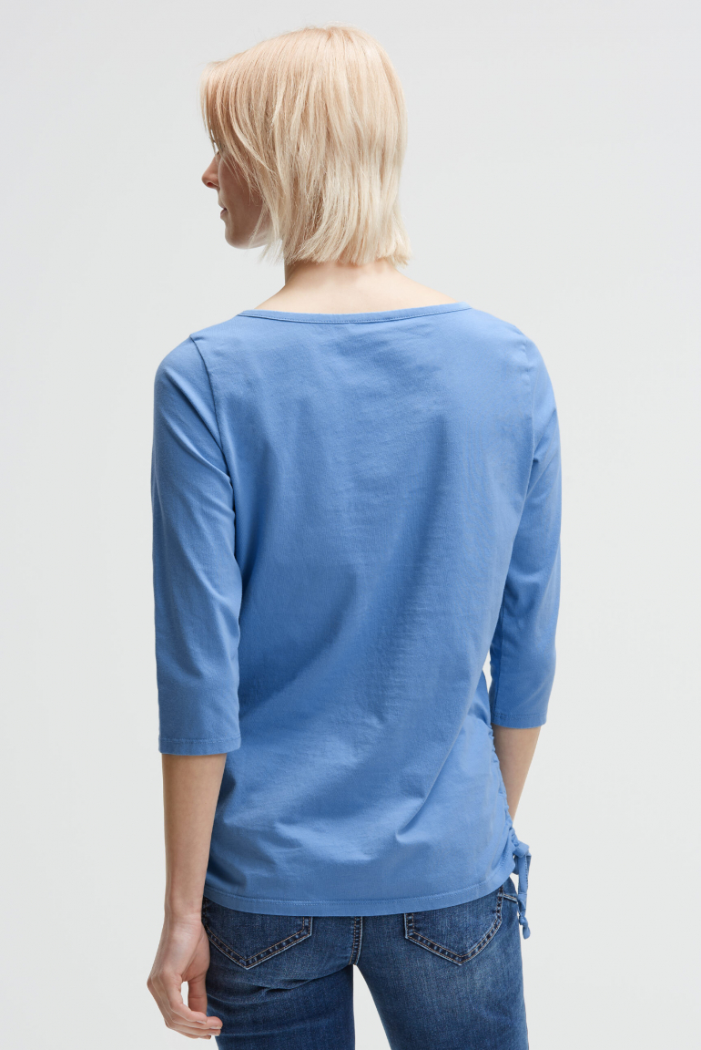 Rundhalsshirt mit 3/4-Ärmeln und Seitenraffung