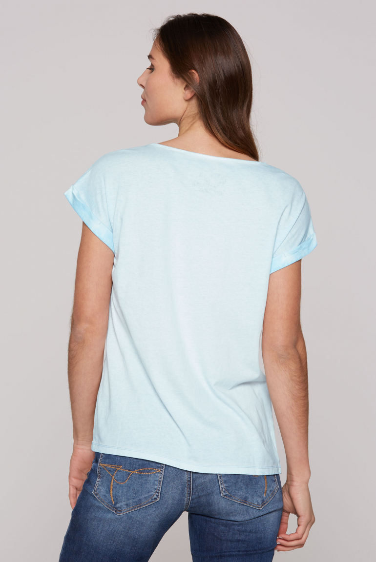 Rundhalsshirt Oil Dyed mit Puffprint-Artwork