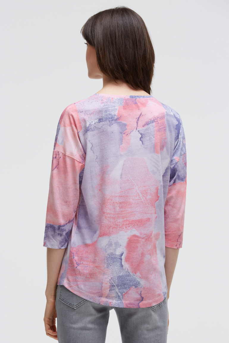 Shirt mit Batik All Over Print und 3/4-Ärmeln