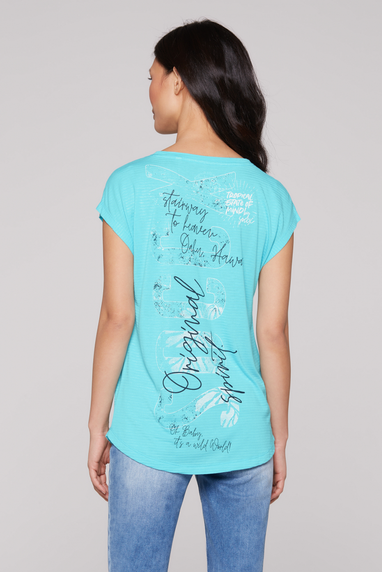 Shirt mit Jaquard-Streifen und Rücken-Print