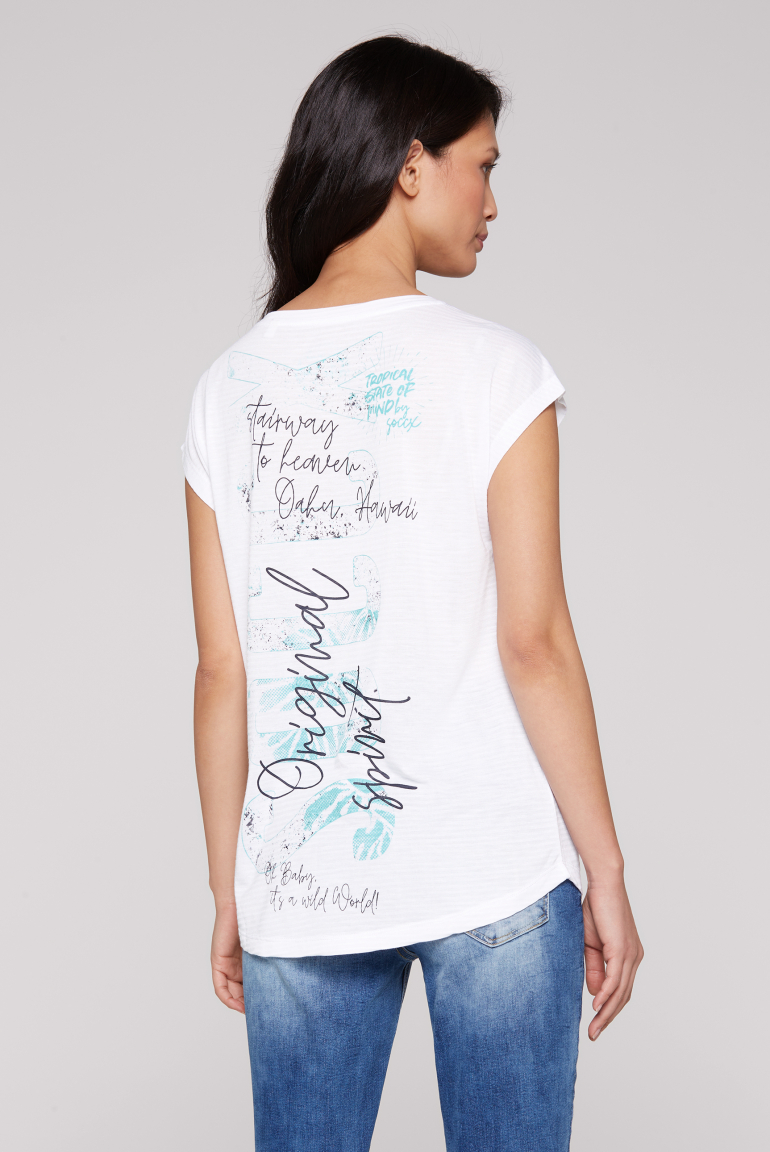 Shirt mit Jaquard-Streifen und Rücken-Print