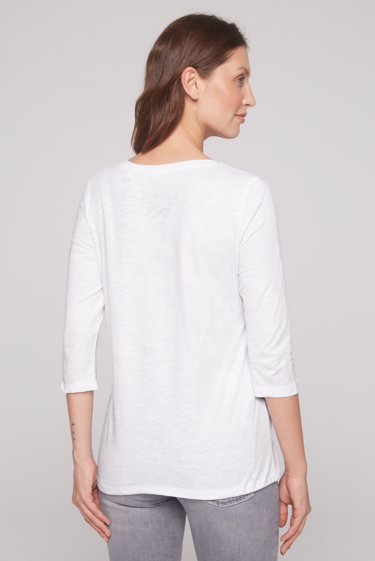 Shirt mit V-Ausschnitt und Tunnelzugband im Saum