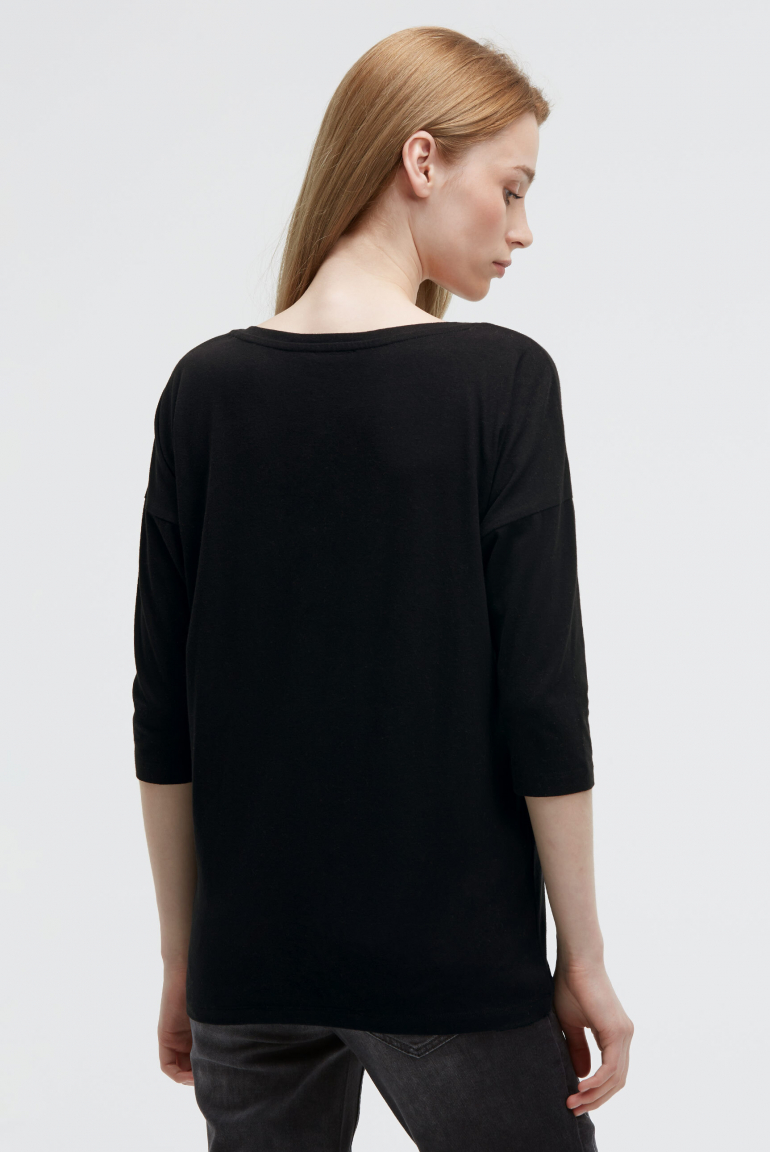 Shirt mit verkürzten Ärmeln und Label Print