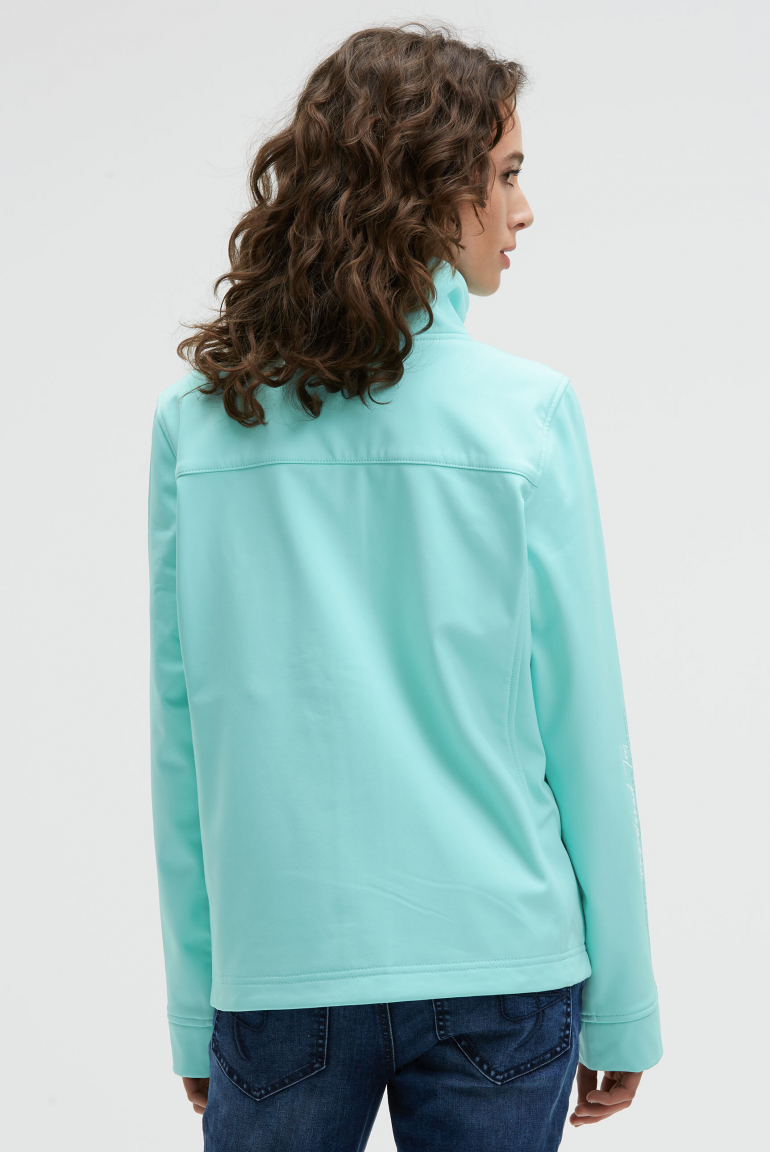 Softshelljacke mit Ärmelprint und Stickereien