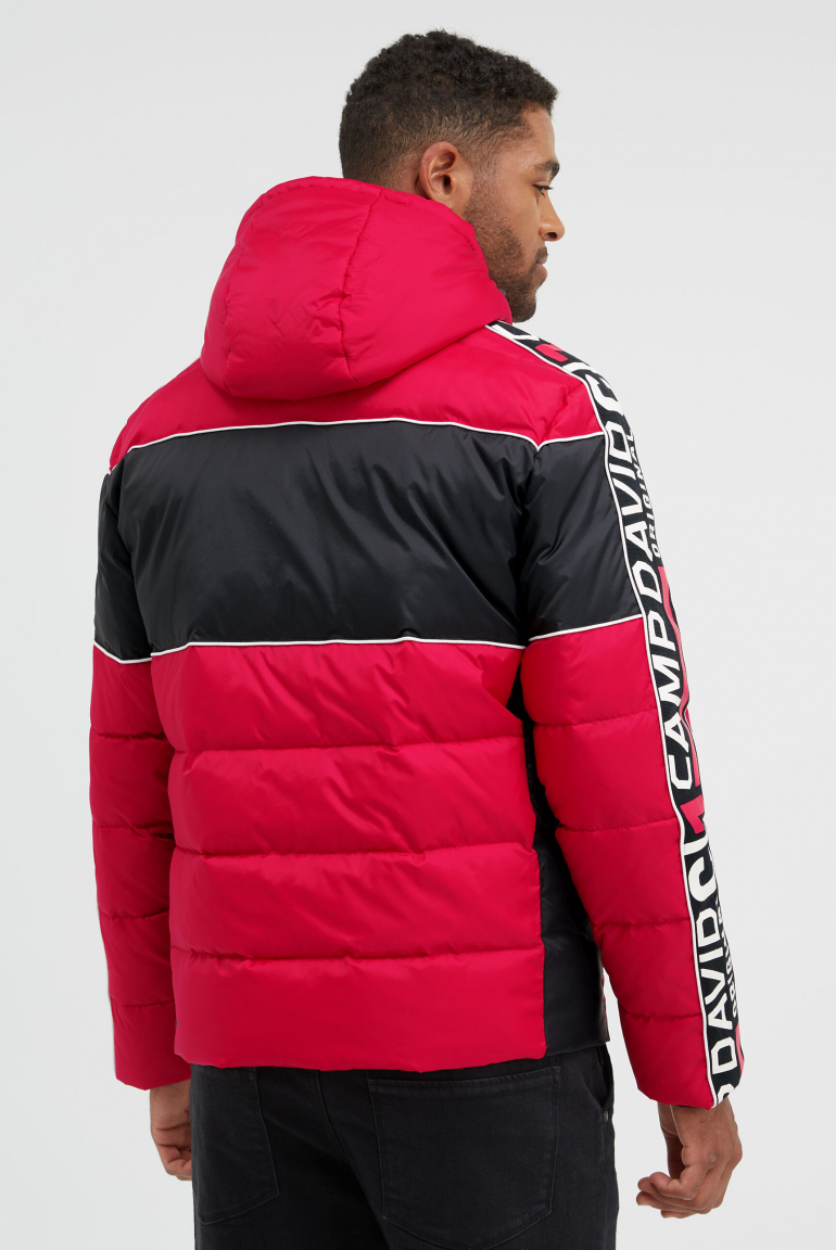Steppjacke mit Colour-Blocking, Tapes, Artworks