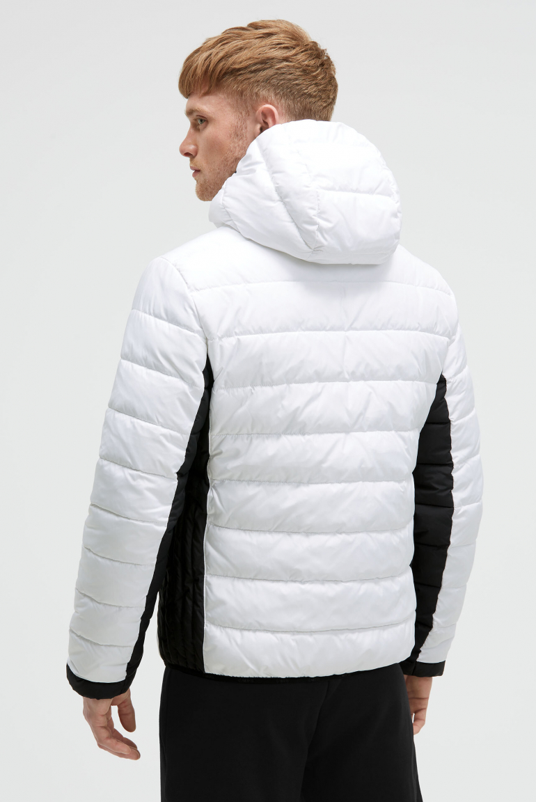Steppjacke mit Kapuze und Vinyl Print