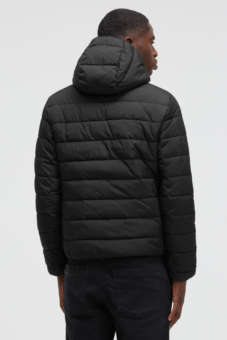 Steppjacke mit Kapuze und Vinyl Print