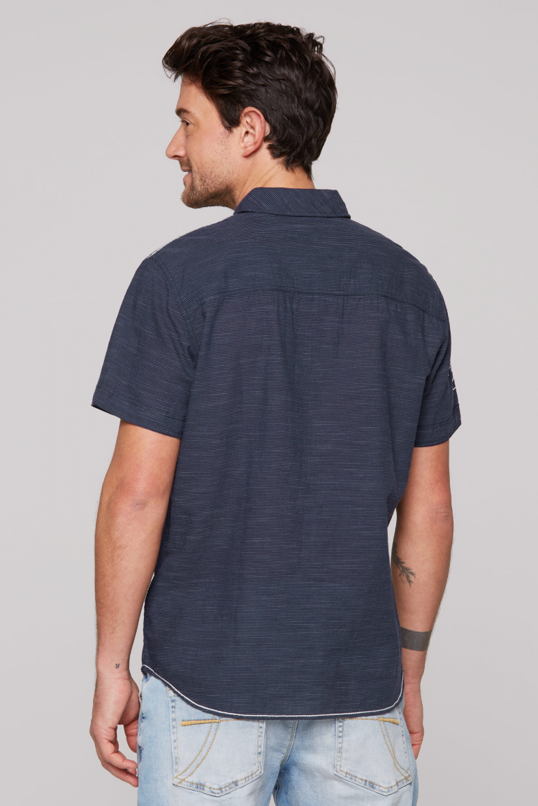 Streifenhemd Kurzarm mit Label Prints
