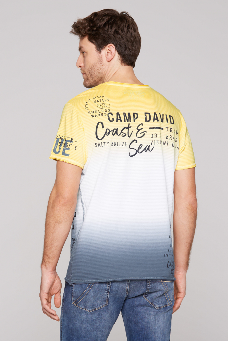 Streifenshirt Dip Dye im Used Look mit Label Prints