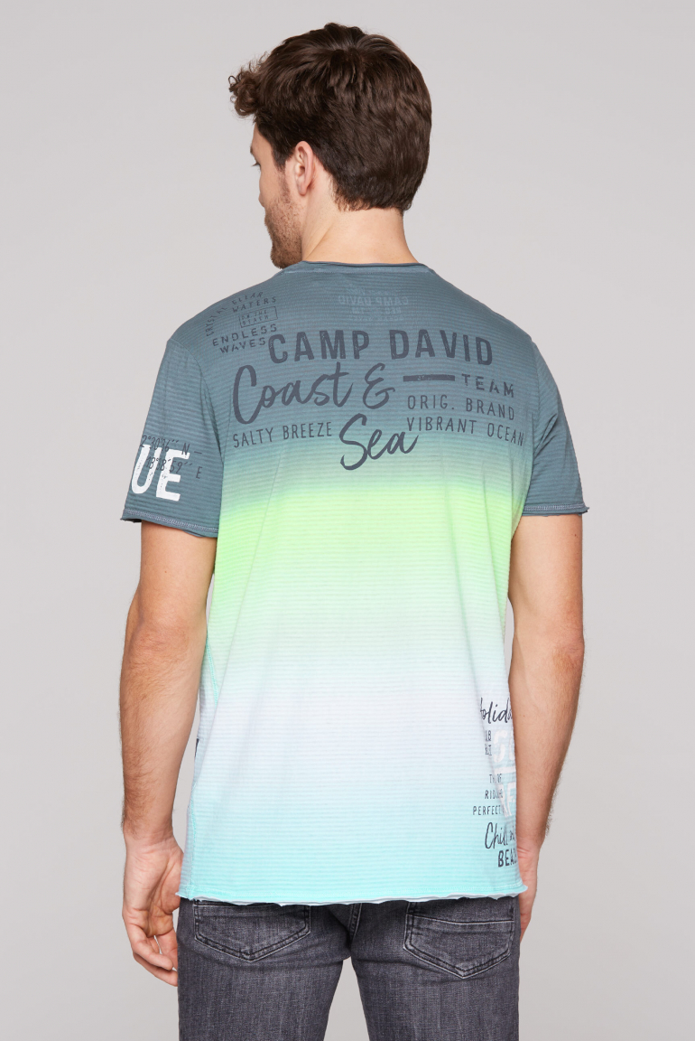 Streifenshirt Dip Dye im Used Look mit Label Prints