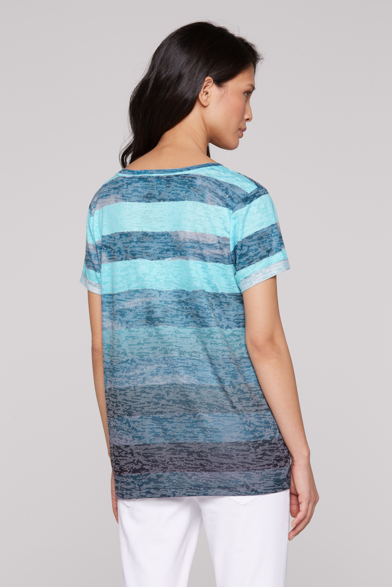 Streifenshirt mit Ausbrenner-Effekten und Artwork