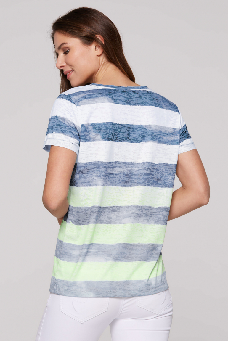 Streifenshirt mit Ausbrenner-Effekten und Artwork