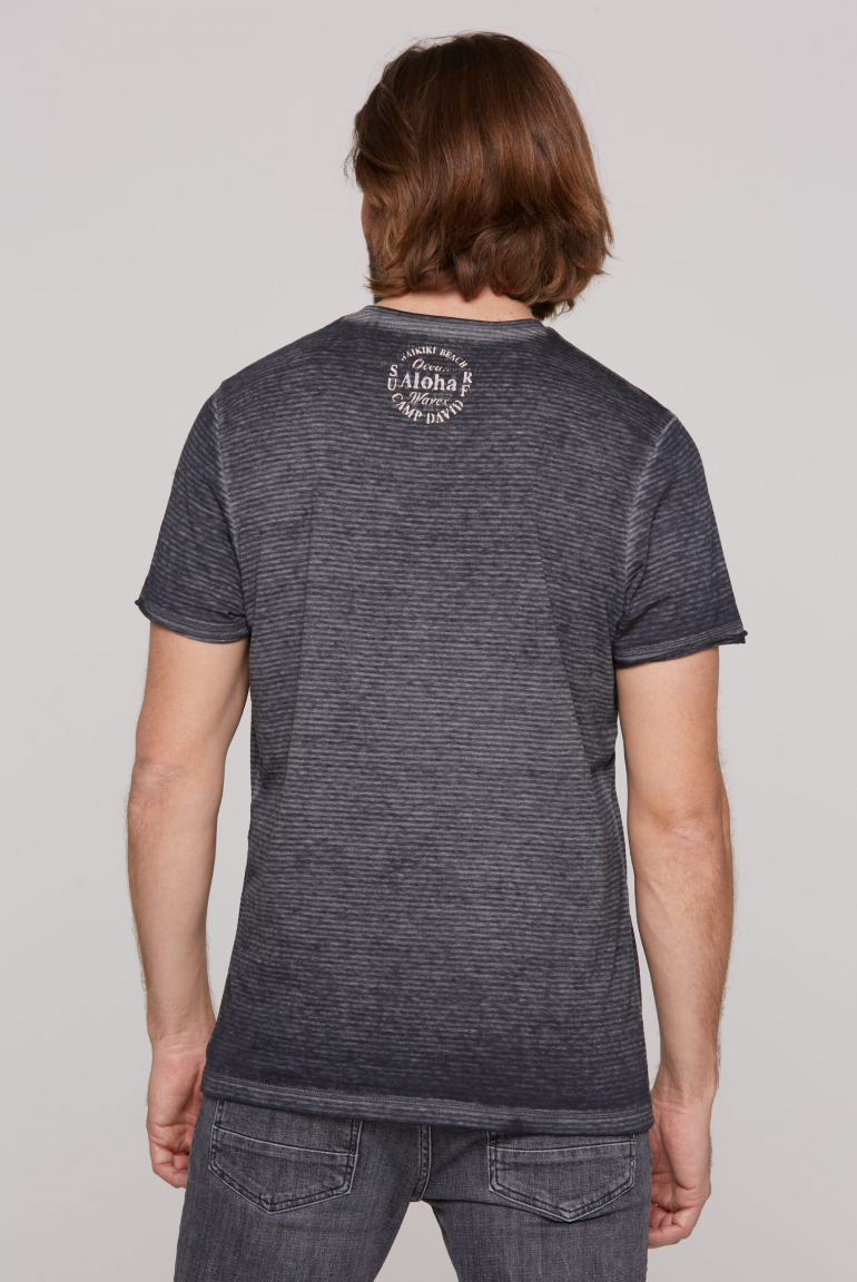 Streifenshirt mit Ausbrenner-Effekten und Prints