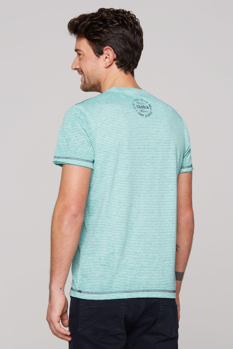 Streifenshirt mit Ausbrenner-Effekten und Prints