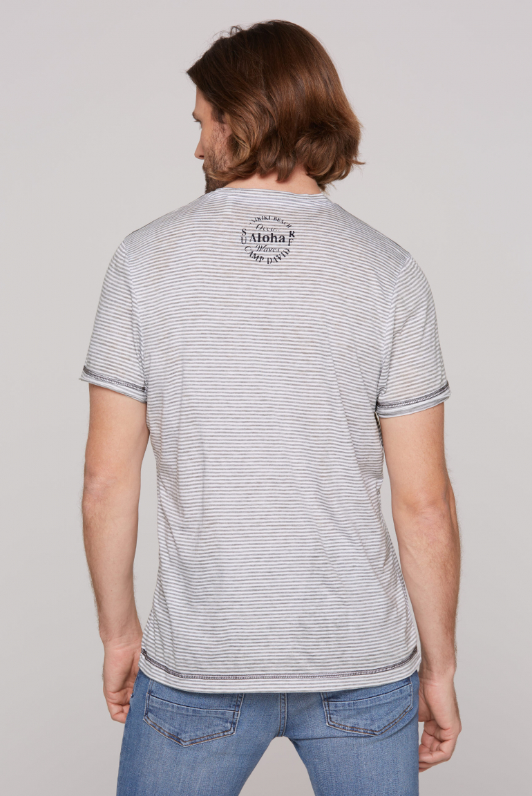 Streifenshirt mit Ausbrenner-Effekten und Prints