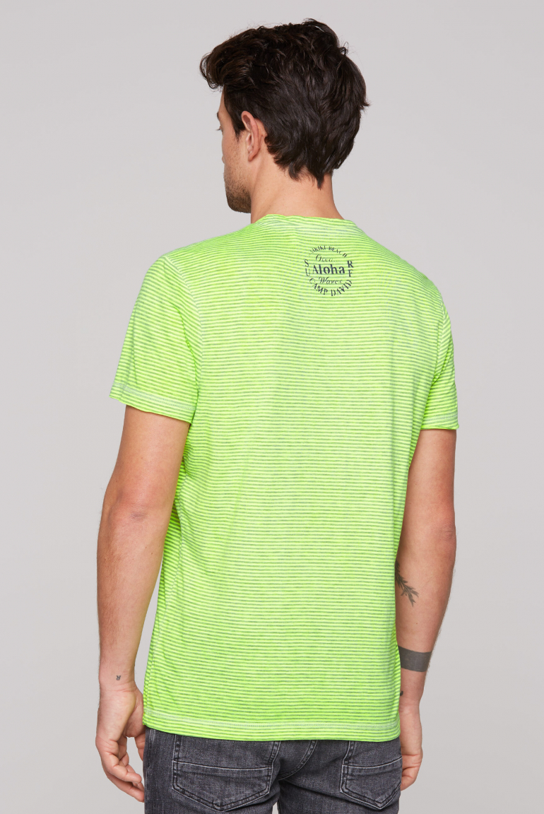 Streifenshirt mit Ausbrenner-Effekten und Prints