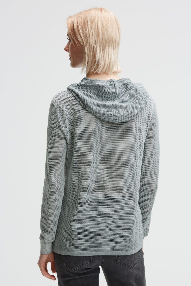 Strick-Hoodie mit Mesh-Struktur und Artwork
