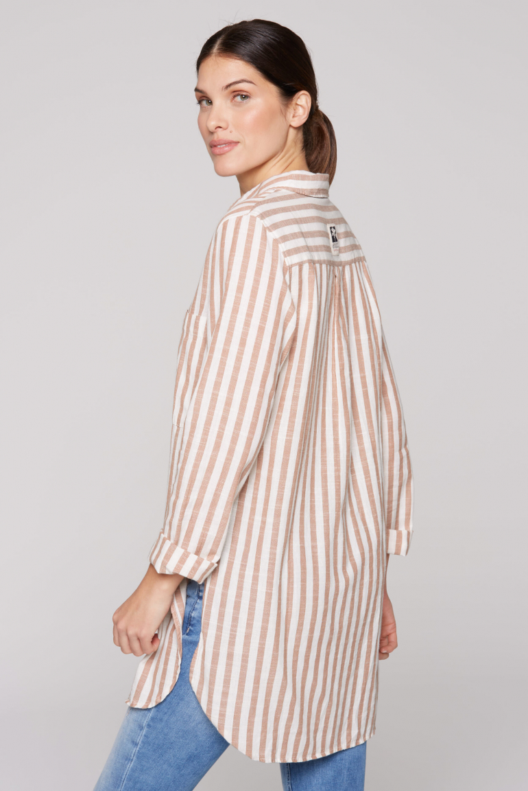 Strukturierte Longbluse mit Streifenmuster