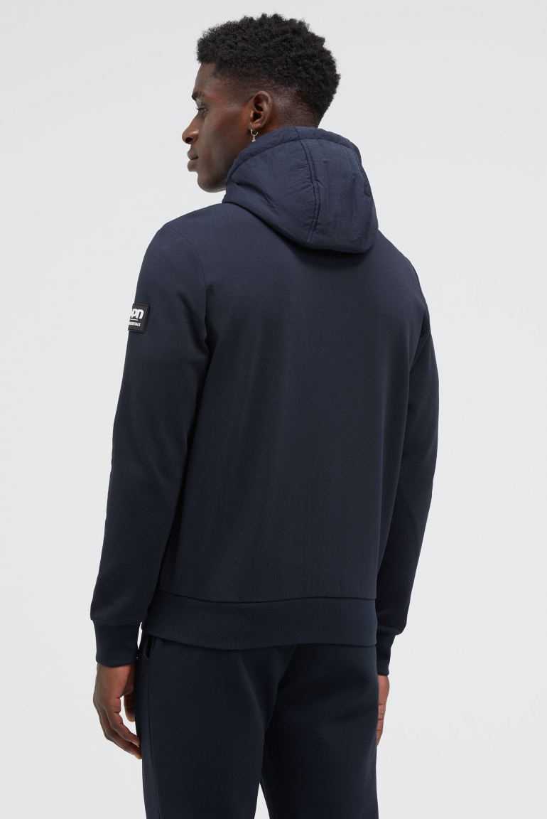 Sweatjacke aus Interlock mit Nylon-Kapuze