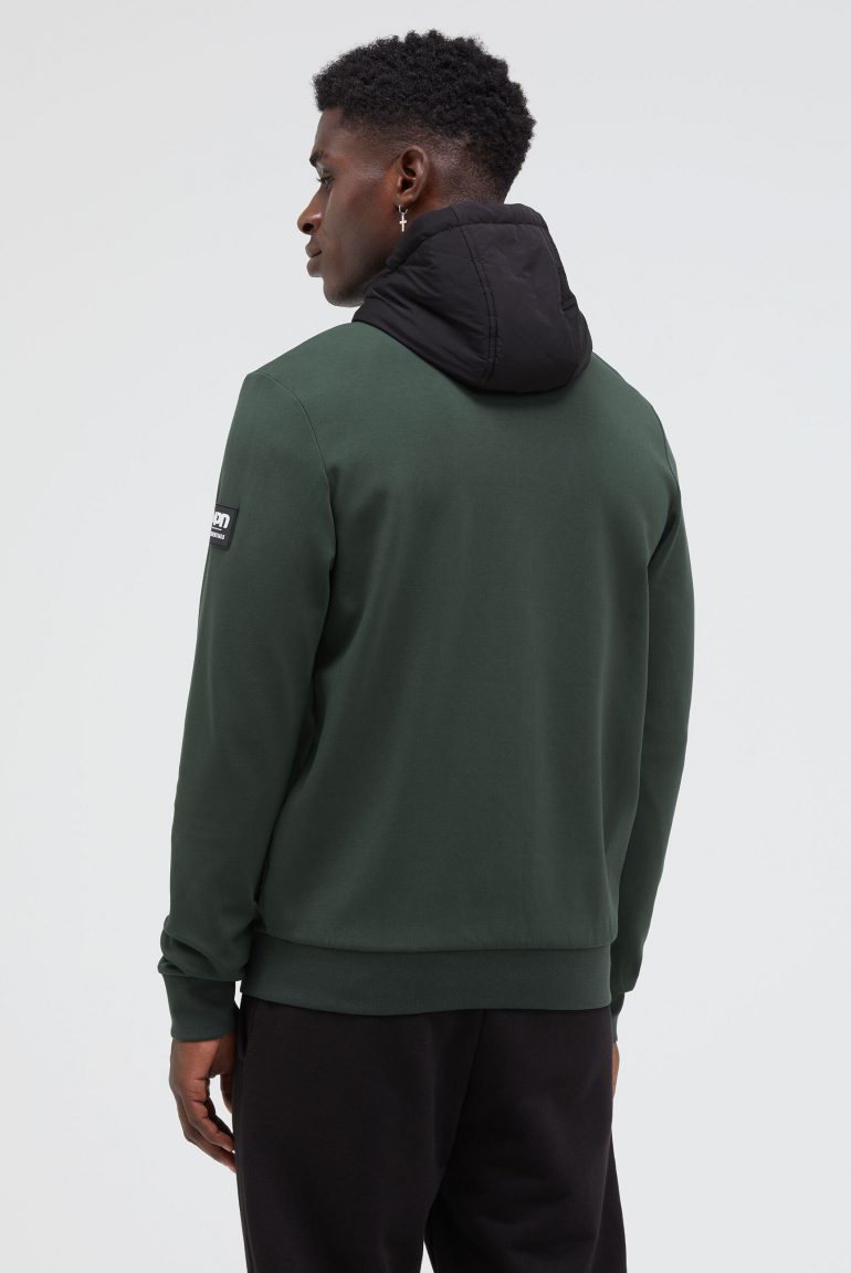 Sweatjacke aus Interlock mit Nylon-Kapuze