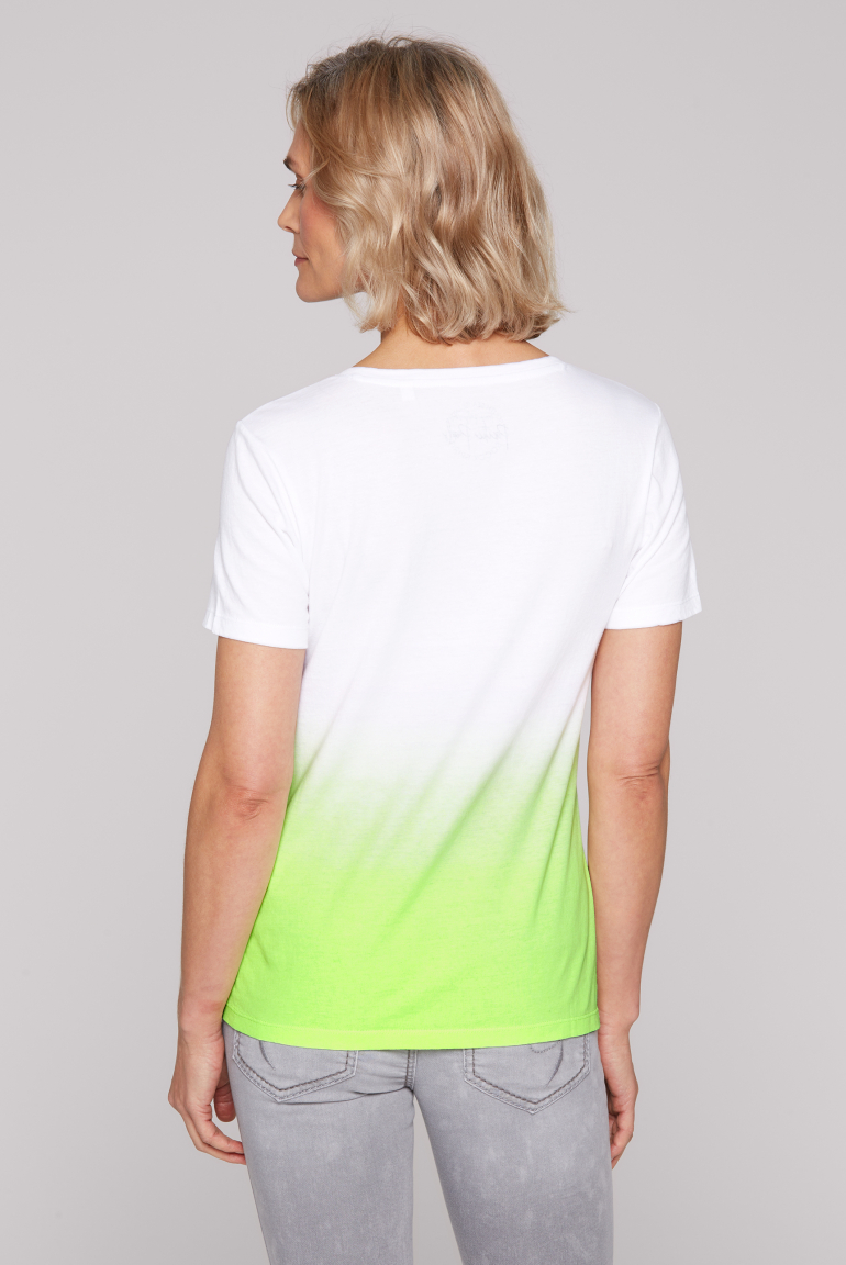 T-Shirt Dip Dye mit V-Neck und Artwork