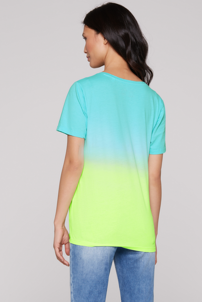 T-Shirt Dip Dye mit V-Neck und Artwork