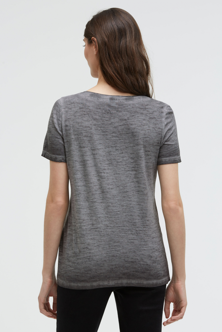 T-Shirt mit U-Boot-Ausschnitt und Artwork