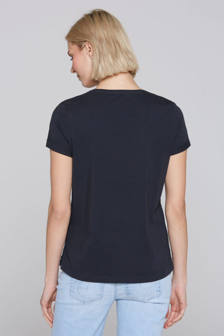 T-Shirt mit V-Ausschnitt und Pailletten-Artwork