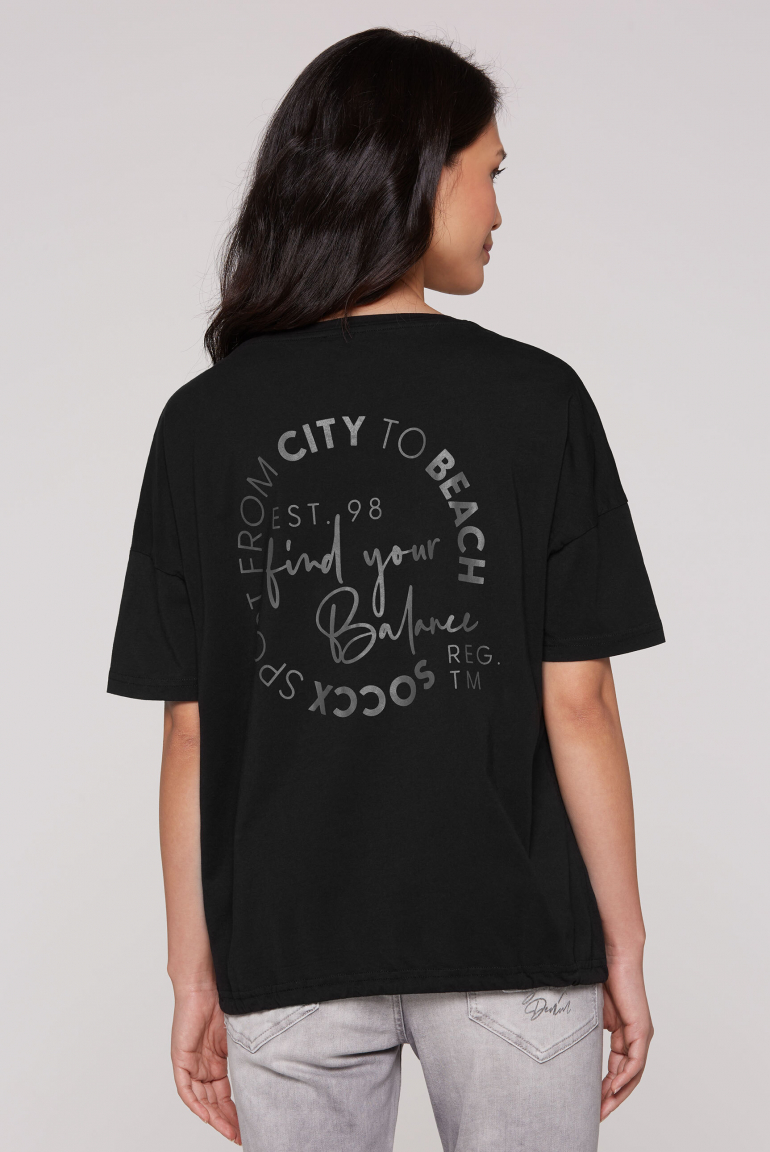T-Shirt Oversized mit Bindebandsaum