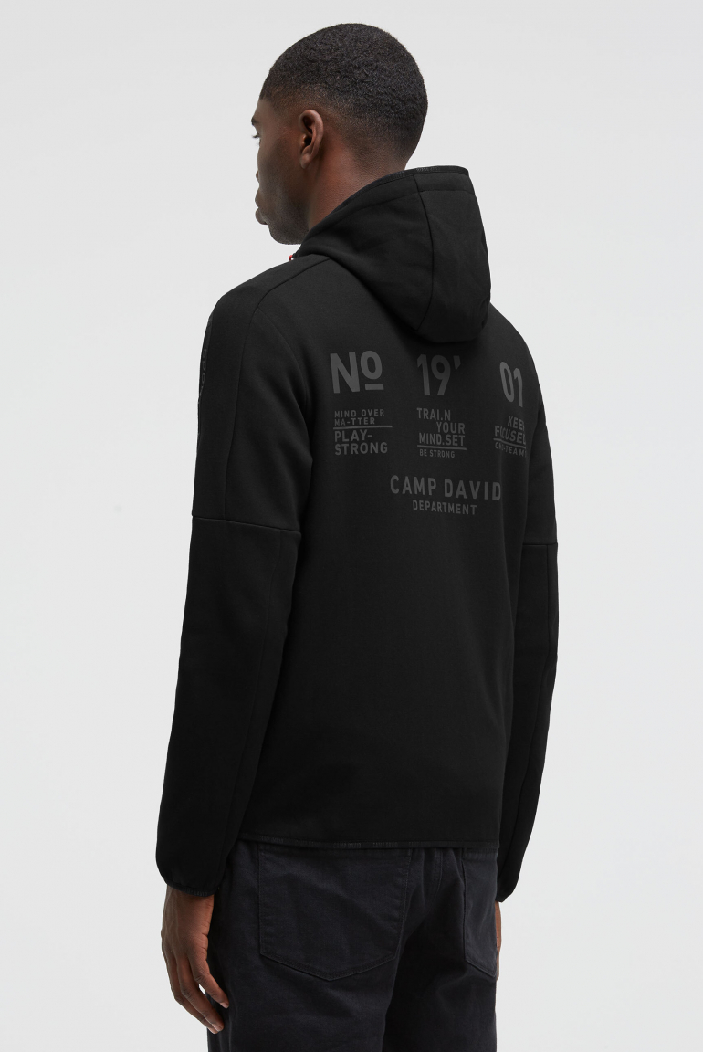 Trainingsjacke aus Interlock mit Kapuze und Artworks