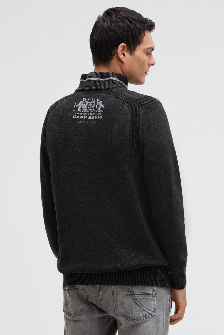 Troyer-Pullover mit Zipper, Tapes und Prints