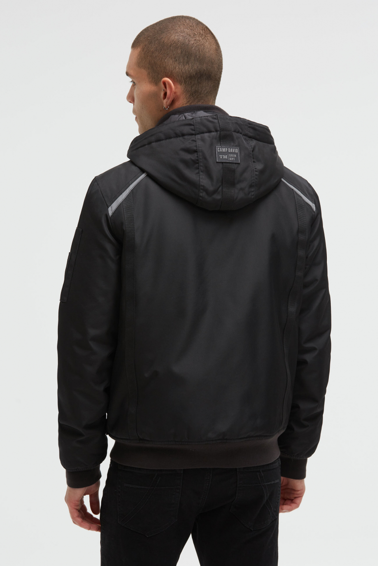 Wattierter Blouson im Worker-Stil mit Kapuze
