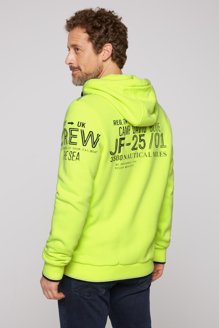 CAMP DAVID & SOCCX | Kapuzensweatjacke mit plakativen Artworks neon lime