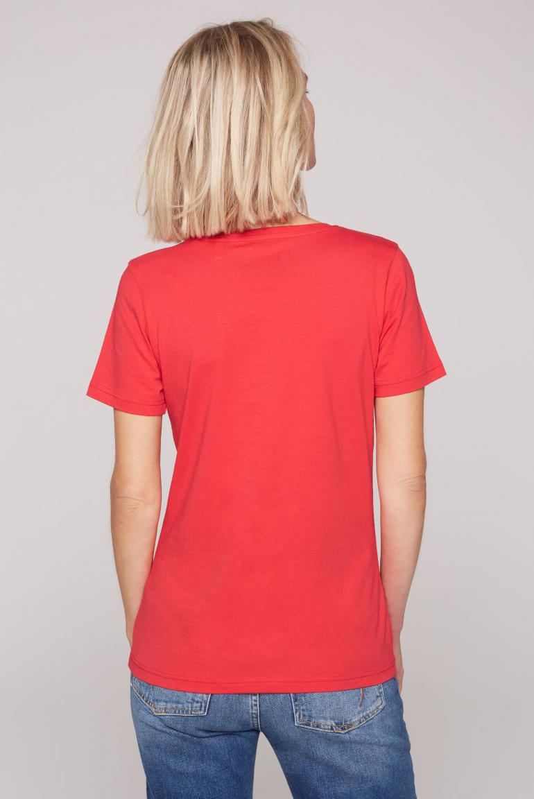 Rundhals red DAVID CAMP Print T-Shirt Label orange SOCCX | mit &