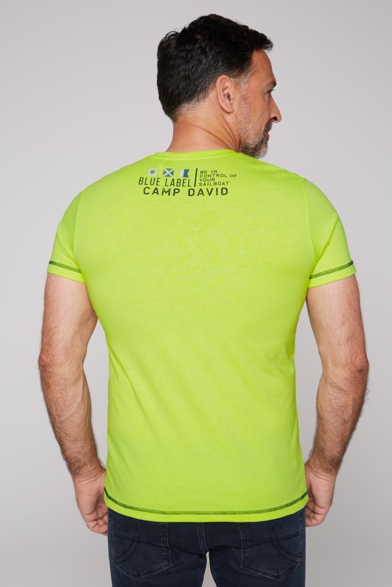 CAMP DAVID & SOCCX | T-Shirt Rundhals mit Print Artwork neon lime