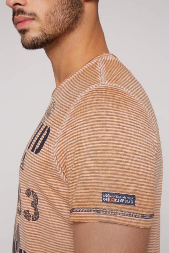 Ausbrenner-Shirt mit Streifen und Print