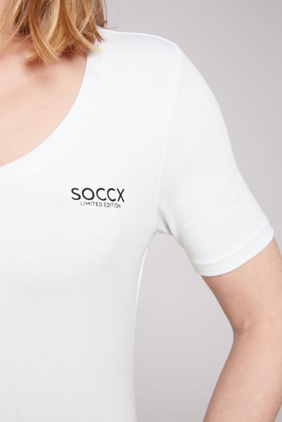 CAMP DAVID & SOCCX | Basic T-Shirt mit V-Ausschnitt opticwhite