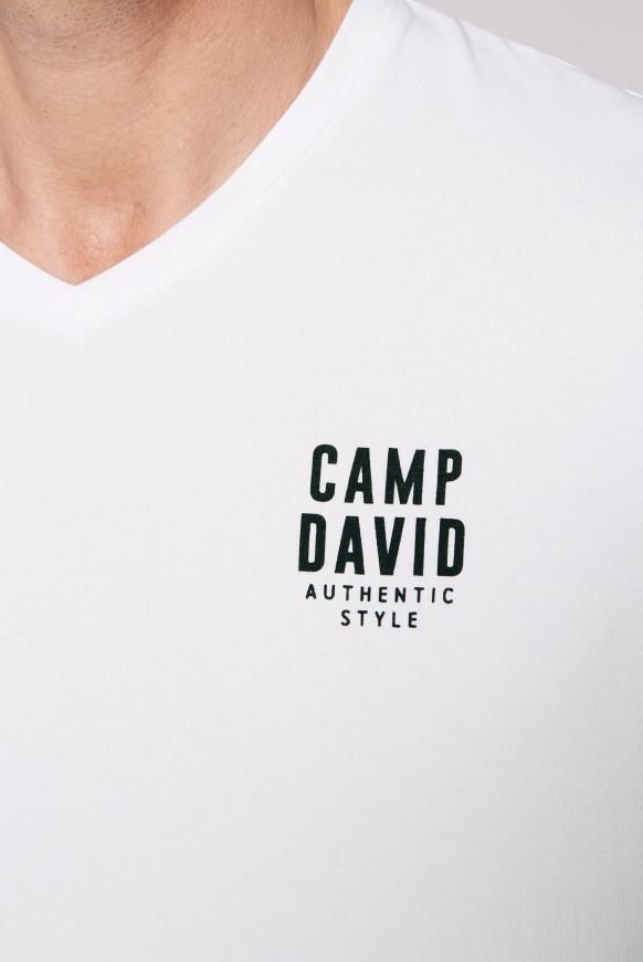 Basic T-Shirt V-Neck mit Logo Print