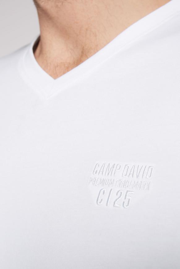 Basic V-Shirt mit Logo-Stickerei