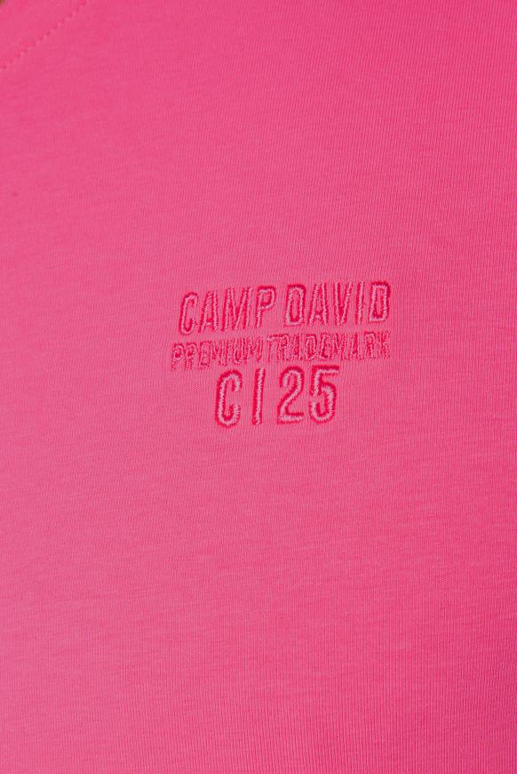 Basic V-Shirt mit Logo-Stickerei
