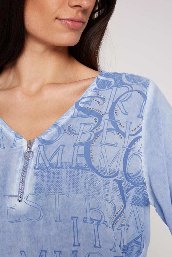 Blusenshirt mit Artwork und Zipper