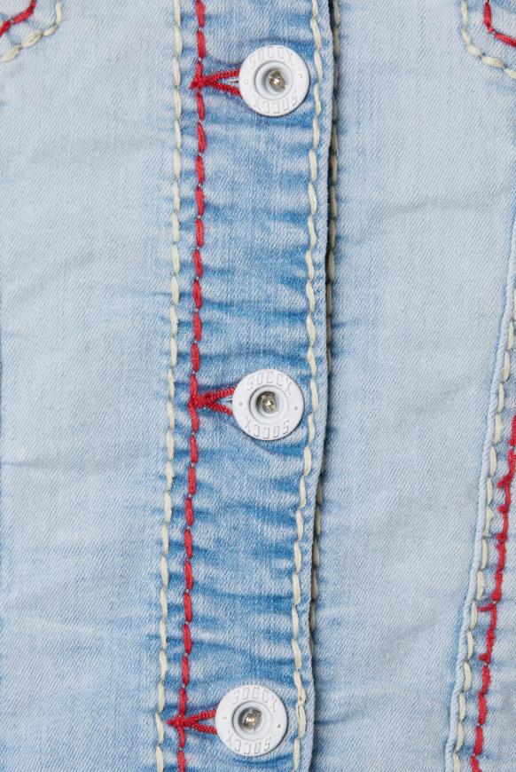 Gebleachte Jeansjacke LI:ND mit Kontrastnähten