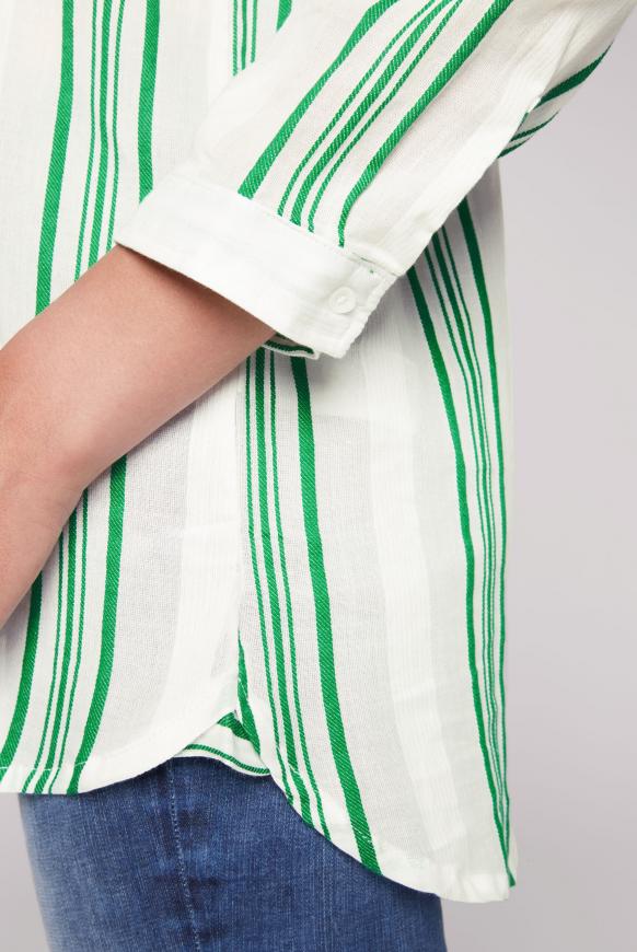 Gestreifte Tunika-Bluse mit Label Prints