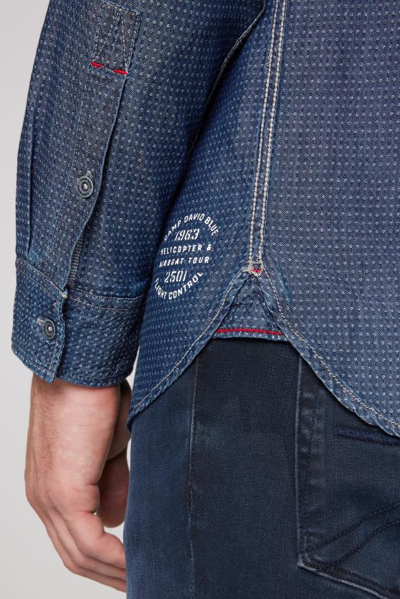 Jacquard-Hemd Indigo mit Artworks