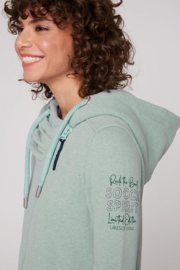 Kapuzensweatjacke mit diagonalem Reißverschluss
