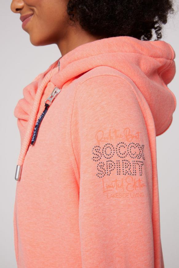 Kapuzensweatjacke mit diagonalem Reißverschluss