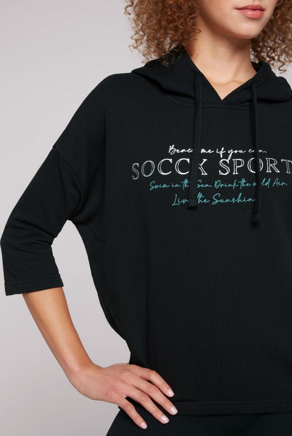 Kurzärmliges Kapuzensweatshirt mit Print