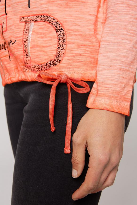 Langarmshirt mit Print und Tunnelzugsaum