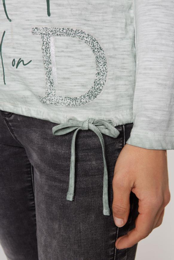 Langarmshirt mit Print und Tunnelzugsaum